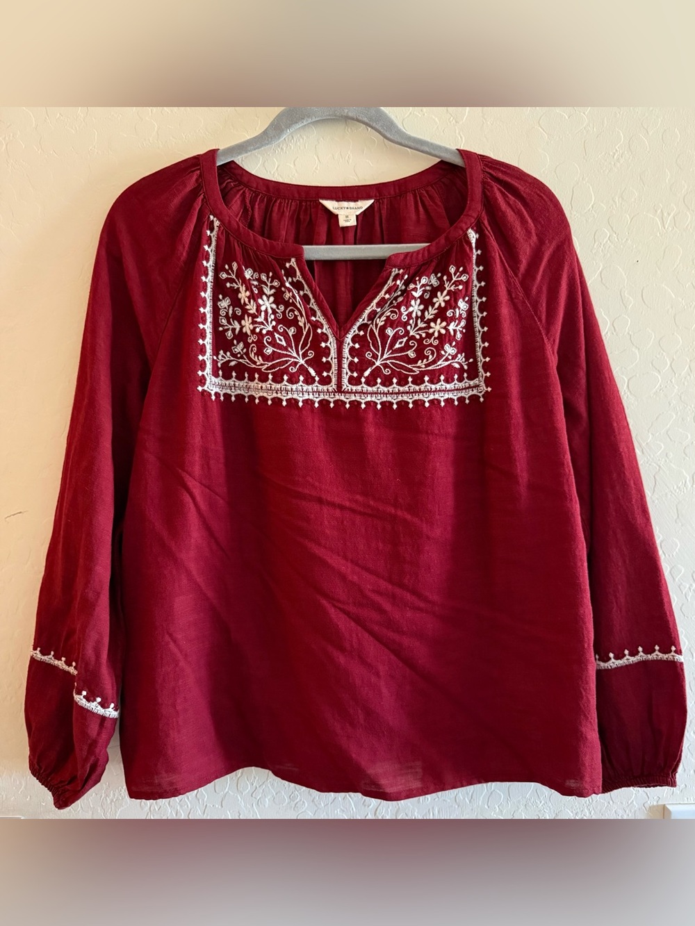Lucky Brand, medium, embroidered peasant top